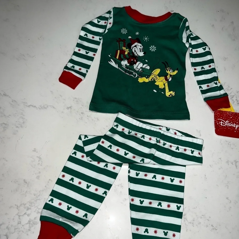 Disney Green and White Striped Kids Pajama Set